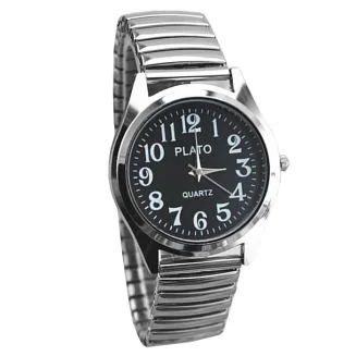 Fako - Horloge - Rekband - Plato - Ø 37mm - Zilverkleurig - Zwart
