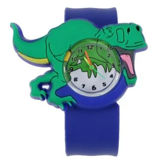 Fako - Kinderhorloge - Slap On Mini - Dinosaurus - Blauw/Groen