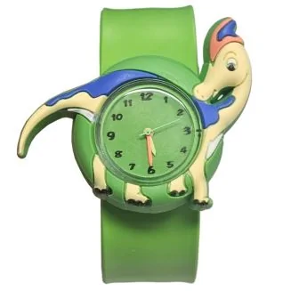 Fako® - Kinderhorloge - Slap On Mini - Dinosaurus - Groen Klokje