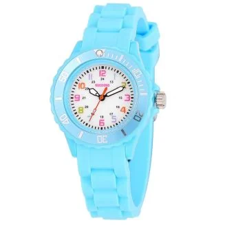 Fako - Kinderhorloge - Siliconen - Regenboog - Lichtblauw