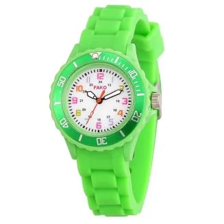 Fako - Kinderhorloge - Siliconen - Regenboog - Groen