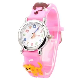 Fako - Kinderhorloge - 3D - Puppies - Roze