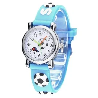 Fako - Kinderhorloge - 3D - Voetbal - Lichtblauw