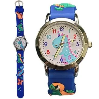 Fako - Kinderhorloge - 3D - Dinosaurus - Blauw