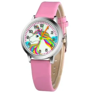 Fako - Kinderhorloge - Eenhoorn / Unicorn - Gelakt - Hoofd - Roze