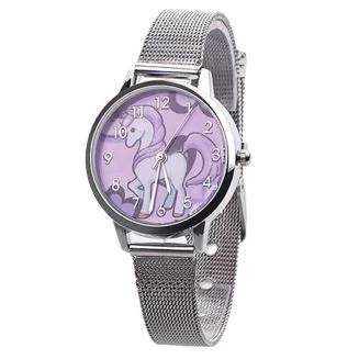 Fako - Kinderhorloge - Eenhoorn - Unicorn - Mesh - Zilverkleurig