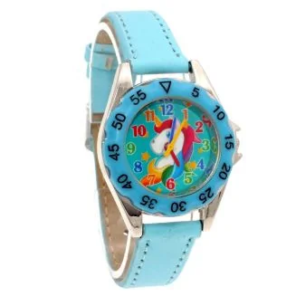 Fako - Kinderhorloge - Eenhoorn - Unicorn - Regenboog - Lichtblauw