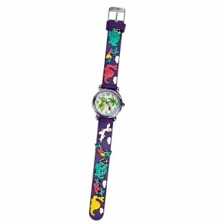 Fako - Kinderhorloge - 3D - Dinosaurus - Dino - Donkerpaars