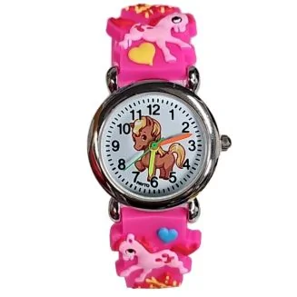 Fako - Kinderhorloge - 3D - Eenhoorn Bubbles – Donkerroze