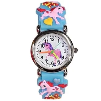 Fako - Kinderhorloge - 3D - Eenhoorn Sunshine – Lichtblauw