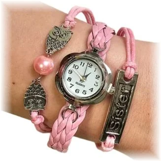 Fako - Armband Horloge - Multi Uiltjes Sister - Roze