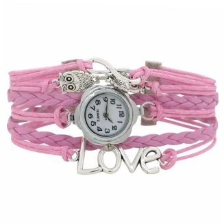 Fako - Armband Horloge - Multi Infinity Uiltjes Love - Roze