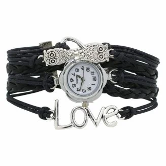 Fako - Armband Horloge - Multi Infinity Uiltjes Love - Zwart