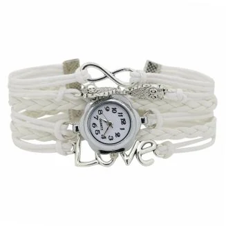Fako - Armband Horloge - Multi Infinity Uiltjes Love - Wit