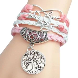 Fako Bijoux - Multi Armband - Infinity Blad Munt – Roze