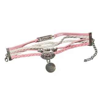 Fako Bijoux - Multi Armband - Dream Hartjes Munt – Roze/Wit