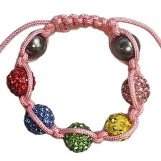 Fako Bijoux - Kinderarmband - Disco Dots Kids - Roze - Multicolor