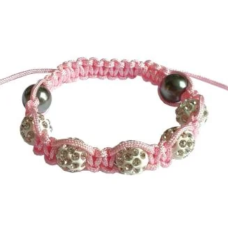 Fako Bijoux - Armband - Disco Dots Kids - Wit/Roze