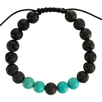 Fako Bijoux - Buddha Armband - Verstelbaar - Turquoise Kwartet - Lavasteen