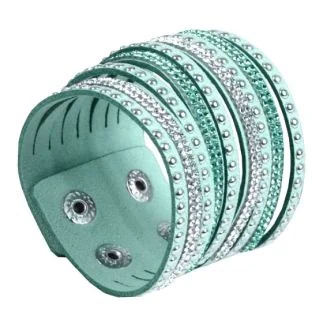 Fako Bijoux - Armband - Breed - Strass - Mintgroen