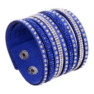 Fako Bijoux - Armband - Breed - Strass - Blauw