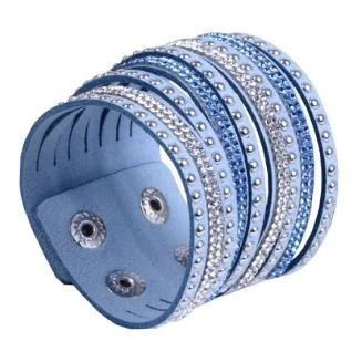 Fako Bijoux - Armband - Breed - Strass - Lichtblauw