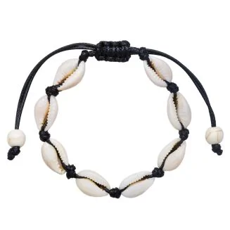 Fako Bijoux - Enkelbandje Schelpjes - Enkelsieraad - Echte Schelpen - Nylon – Zwart