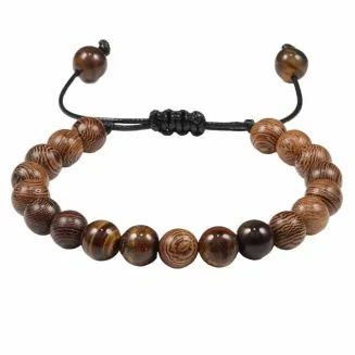 Fako Bijoux - Armband - Sandelhout & Tijgeroog - 8mm - Bruin