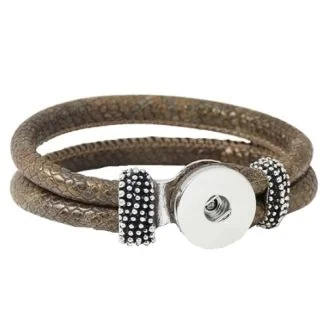 Fako Bijoux - Armband - Click Buttons - Slang - Beige/Goud