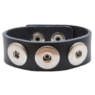 Fako Bijoux - Armband Voor Click Buttons - Leder Trio - Zwart