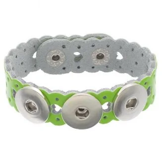 Fako Bijoux - Armband Voor Click Buttons - Leder Harten - Lichtgroen
