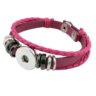 Fako Bijoux - Armband Voor Click Buttons - Leder Ring - Roze