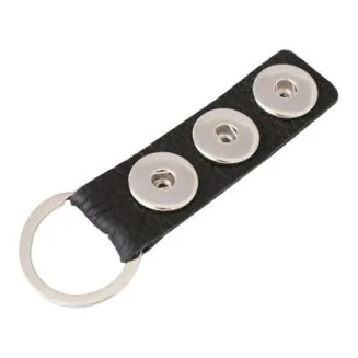 Fako Bijoux - Sleutelhanger - Leder - Click Buttons - Zwart