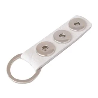 Fako Bijoux - Sleutelhanger - Leder - Click Buttons - Wit