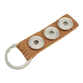 Fako Bijoux - Sleutelhanger - Leder - Click Buttons - Bruin