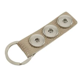 Fako Bijoux - Sleutelhanger - Leder - Click Buttons - Beige