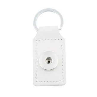 Fako Bijoux - Sleutelhanger Voor Click Buttons - Leder Tag Wit