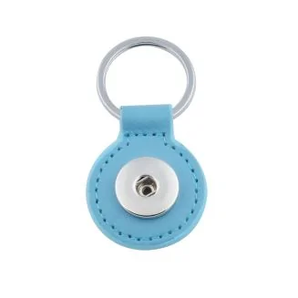 Fako Bijoux - Sleutelhanger Voor Click Buttons - Leder Rond Lichtblauw
