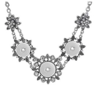 Fako Bijoux - Ketting Voor Click Buttons - Deluxe - Bloemen Strass