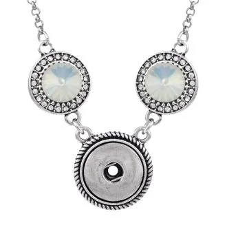 Fako Bijoux - Ketting Voor Click Buttons - Exclusive - Kristal Zilverkleurig