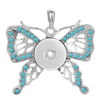 Fako Bijoux - Kettinghanger Voor Click Buttons - Vlinder Strass - Turquoise