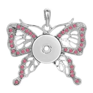 Fako Bijoux - Kettinghanger Voor Click Buttons - Vlinder Strass - Roze