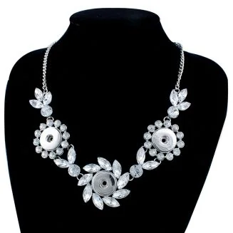 Fako Bijoux - Ketting Voor Click Buttons - Exclusive Blad - Kristal Zilverkleurig