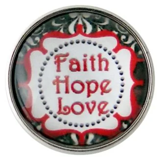 Fako Bijoux - Click Button - Glas - Faith Hope Love