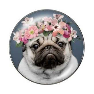 Fako Bijoux - Click Button - Glas - Hond - Bloemen