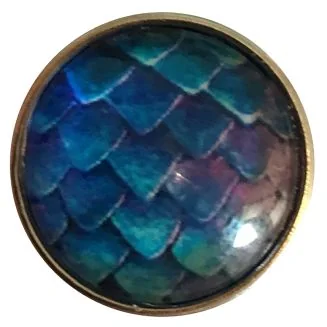 Fako Bijoux - Click Button - Glas - Schubben Blauw/Roze