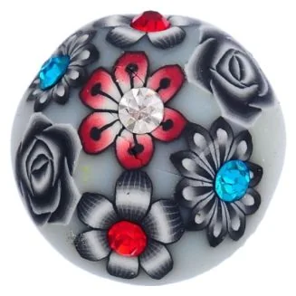 Fako Bijoux - Click Button - Fimoklei - Bloemen Grijs