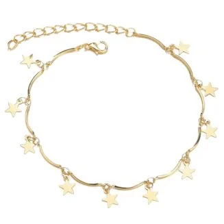 Fako Bijoux - Enkelbandje - Enkelsieraad - Sterretjes & Staafjes - Goudkleurig