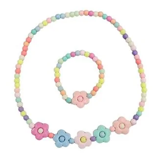 Fako Bijoux - Kinderketting en Armband - Plastic - Bloemetjes