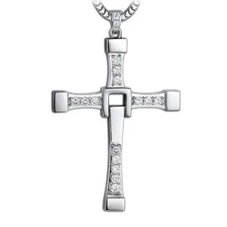 Fako Bijoux - Ketting - Kruis - Kristal - Deluxe - Zilverkleurig